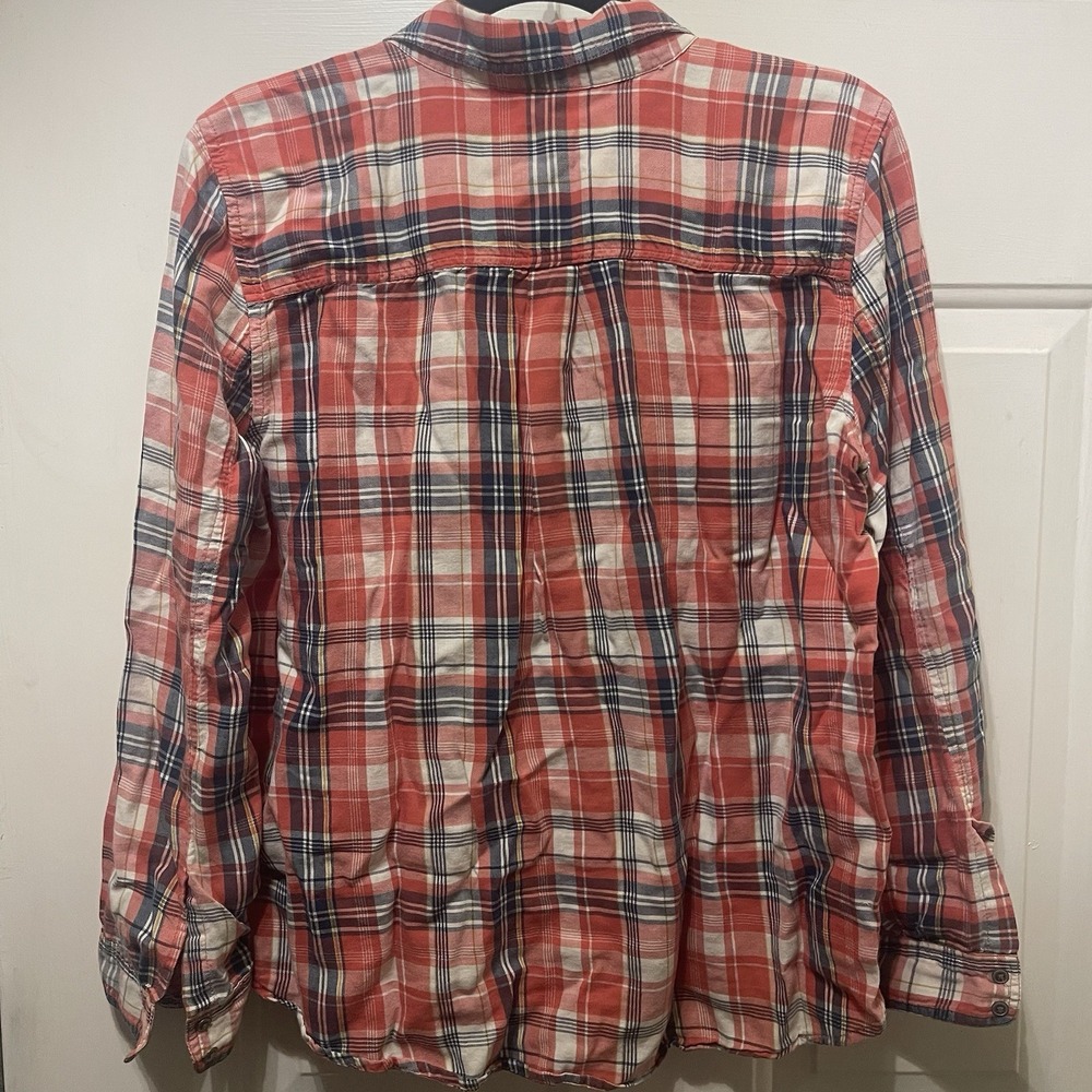 Coslon Women's Plaid Long Sleeve Shirt Size L Red White Blue - Picture 3 of 5